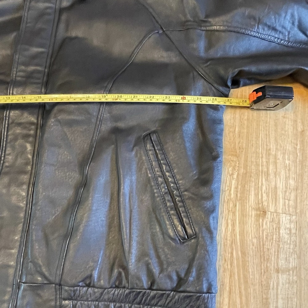 VTG AMERICAN OUTERWEAR MEN XL BLACK LEATHER BOMBER JACKET/AVIATOR, MOTORCYCLE - Picture 8 of 10